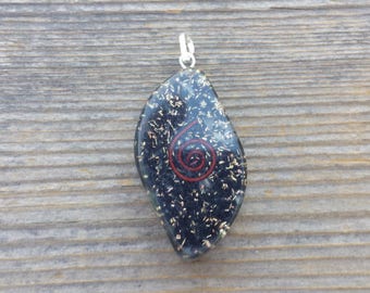 ORGONE BLACK TOURMALINE Gemstone Eye Shaped Pendant Orgone (One)