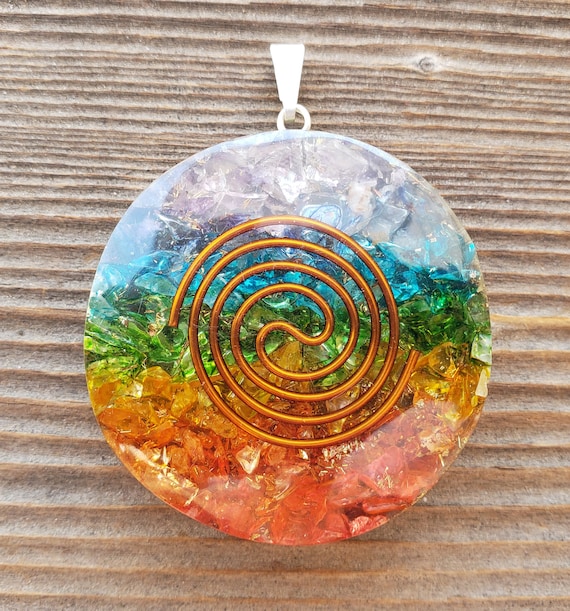 7 Chakra Stone Orgonite Healing Pendant Natural Gemstone Resin Charm  Necklace