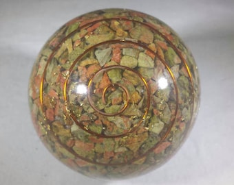 Large (60-70mm) UNAKITE Orgone Gemstone Sphere Orgone Sphere
