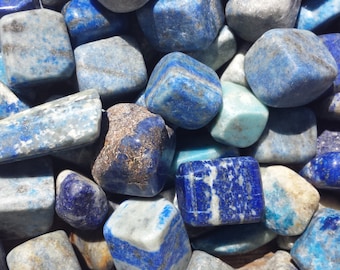 SIX (6) LAPIS LAZULI Tumbled Stones Medium/Large Natural Tumble Stones