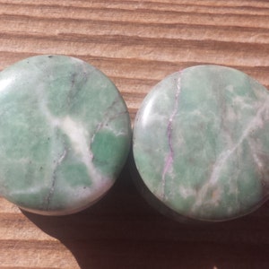 RARE! Pair of Real QINGHAI JADE Plugs Gauges Body Jewelry Double Flared - Pick Size
