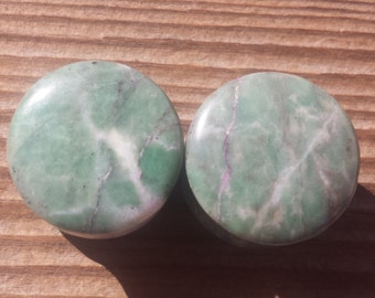 RARE! Pair of Real QINGHAI JADE Plugs Gauges Body Jewelry Double Flared - Pick Size