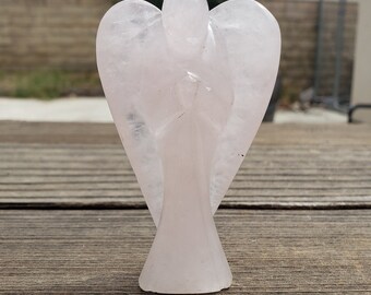 3" ROSE QUARTZ ANGEL Natural Handcarved Stone Gemstone
