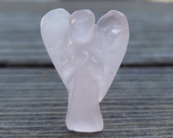 1" ROSE QUARTZ ANGEL Natural Handcarved Stone Gemstone