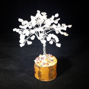 Natural ROSE QUARTZ Gemstone Chip Tree With 100 Stones Crystal Tree Of Life