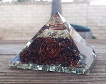 Extra Large (70-75mm) MAHOGANY OBSIDIAN Orgone Gemstone Pyramid X-Large Pyramid Orgone