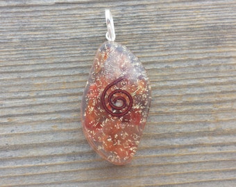 ORGONE CARNELIAN Gemstone Eye Shaped Pendant Orgone (One)