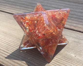 Extra Large (80-85MM) CARNELIAN Orgone Gemstone Merkaba Star (One)