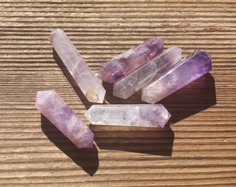 NATURAL AMETHYST Double Terminated Gemstone Crystal Pencil Point (One)