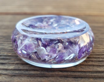 ORGONE AMETHYST Gemsone Sphere Stand And Worry Stone