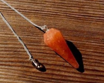 RED AVENTURINE Natural Stone Gemstone Faceted Pendulum