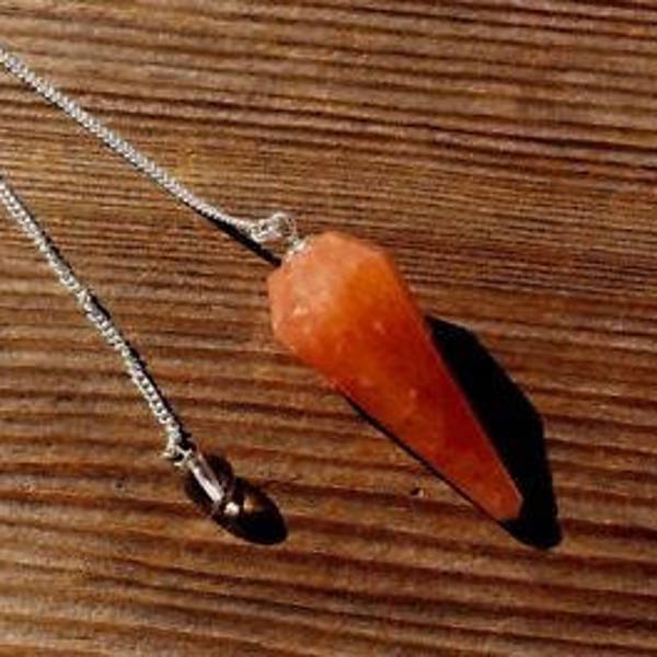 RED AVENTURINE Natural Stone Gemstone Faceted Pendulum