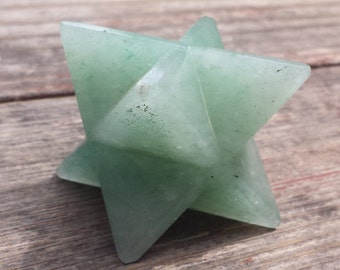 Large (50mm) GREEN AVENTURINE Natural Gemstone Merkaba Star (One)