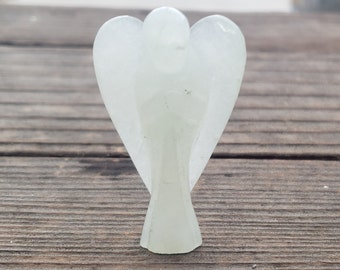 2" PRASIOLITE ANGEL Natural Handcarved Stone Gemstone