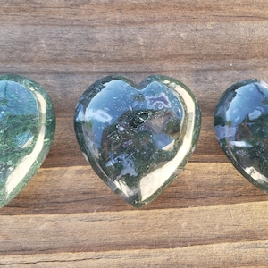 NATURAL MOSS AGATE Gemstone Puffy Heart 40-45mm