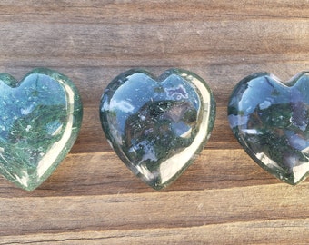 NATURAL MOSS AGATE Gemstone Puffy Heart 40-45mm