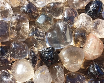 THREE (3) SMOKY QUARTZ Tumbled Stones Medium/Large Natural Tumble Stones