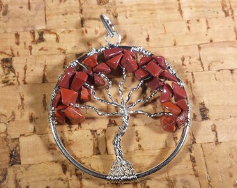 RED JASPER Tree Of Life Wire Wrapped Pendant Stone Natural Gemstone