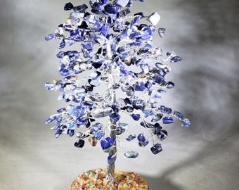 Natural SODALITE STEP Style Gemstone Chip Tree With 300 Stones Crystal Tree Of Life