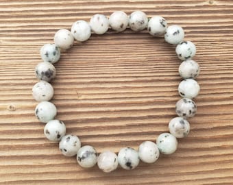 KIWI STONE (Lotus Jasper)  Natural Stone Bead Gemstone Stretchy  Bracelet