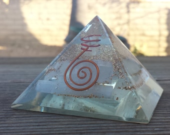 Large (50-55mm) SELENITE Orgone Gemstone Pyramid Large Pyramid Orgone