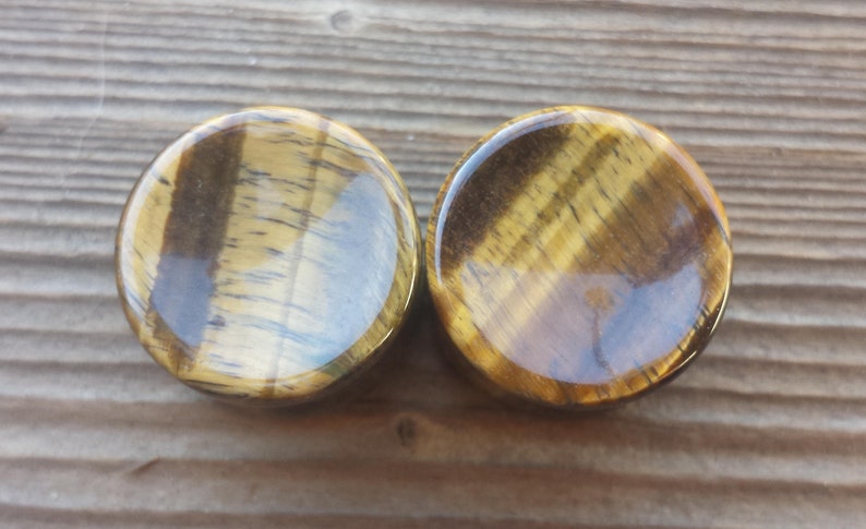 Pair of Glass Double Flared Tiger Stripes Plugs 00g Red-Black