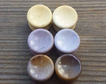 Pair of Real CONCAVE MOOKAITE JASPER Plugs Gauges Body Jewelry Double Flared - Pick Size