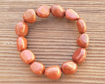 RED JASPER Natural Tumbled Stone Gemstone Stretchy Bracelet