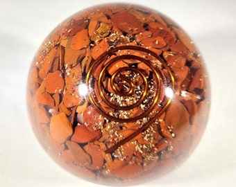 LARGE (60-70mm) RED JASPER stone Orgone Gemstone Sphere Orgone Sphere