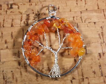 CARNELIAN Tree Of Life Wire Wrapped Pendant Stone Natural Gemstone