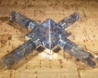 BLUE AVENTURINE ORGONE 4 Point Gemstone Energy Generator