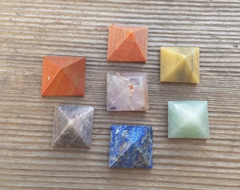 7 CHAKRA Natural Gemstone Engraved Small Pyramid Set 20-25mm