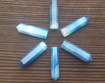 NATURAL BLUE ONYX Single Terminated Gemstone Crystal Pencil Point (One)