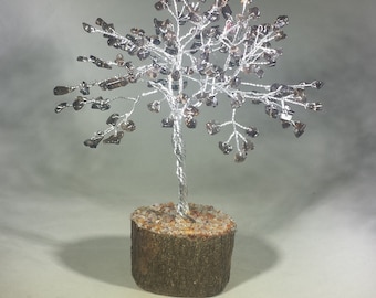 Natural SMOKEY QUARTZ Gemstone Chip Tree With 150 Stones Crystal Tree Of Life