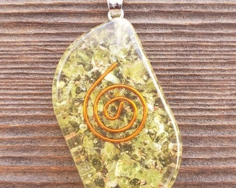 ORGONE PERIDOT Gemstone Eye Shaped Pendant Orgone (One)