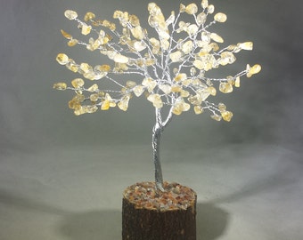 Natural CITRINE Gemstone Chip Tree With 150 Stones Crystal Tree Of Life
