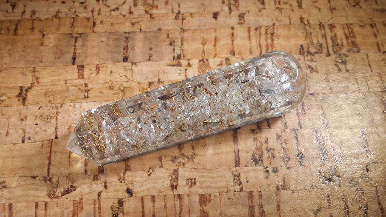 ORGONE CLEAR QUARTZ Faceted Gemstone Massage Wand Stone Crystal Wand image 2