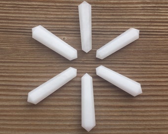 NATURAL WHITE AGATE Double Terminated Gemstone Crystal Pencil Point (One)