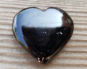 NATURAL BLACK TOURMALINE Gemstone Puffy Heart 30-35mm