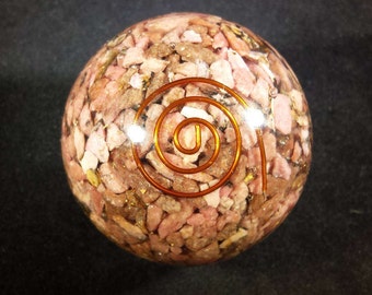 Medium (40-50mm) RHODONITE Orgone Gemstone Sphere Orgone Sphere