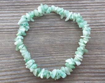 GREEN AVENTURINE Natural Stone Gemstone Stretchy Chip Bracelet