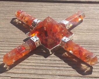 CARNELIAN ORGONE 4 Point Gemstone Energy Generator