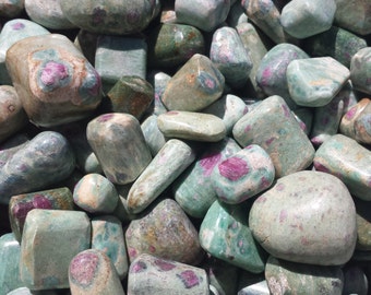 SIX (6) RUBY in FUCHSITE Tumbled Stones Medium/Large Natural Tumble Stones