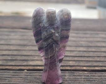 2" FLUORITE ANGEL Natural Handcarved Stone Gemstone