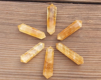 NATURAL CITRINE Double Terminated Gemstone Crystal Pencil Point (One)
