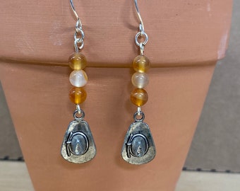 WESTERN HAT EARRINGS with Gemstone Carnelian Handmade Gemstone  Earrings