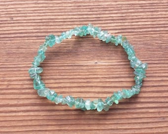 Natural APATITE Stone Gemstone Stretchy Chip Bracelet