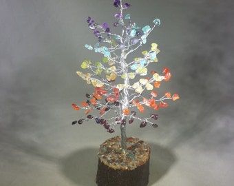 Natural 7 CHAKRA Gemstone Chip Tree With 150 Stones Crystal Tree Of Life