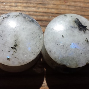 RARE! Pair of Real RAINBOW MOONSTONE Plugs Gauges Body Jewelry Double Flared - Pick Size