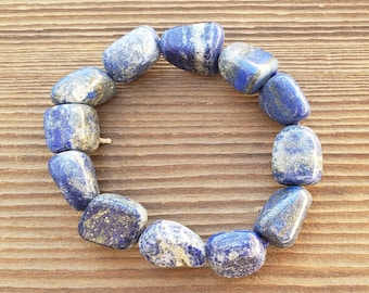 LAPIS LAZULI Natural Tumbled Stone Gemstone Stretchy Bracelet